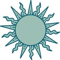 iconic tattoo style image of a sun vector