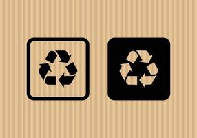 Recycled simple flat icon vector illustration with cardboard texture background