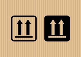 This way up simple flat icon vector illustration with cardboard texture background