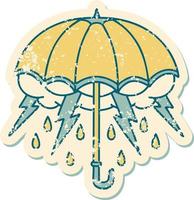 iconic distressed sticker tattoo style image of an umbrella vector