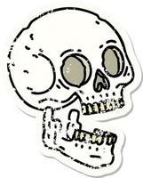 distressed sticker tattoo in traditional style of a skull vector