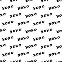 Seamless pattern XOXO on white background. Grunge hand written brush lettering XO. Hugs and kisses abbreviation symbol. Easy to edit template for Valentines day. Vector illustration.