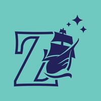 Alphabet Old Sail Boat Z Logo vector
