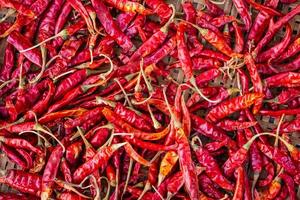 Dried red hot chilli pepper closeup background photo