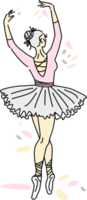 femme danseuse de ballet de dessin au trait continu en couleur rose. logotype tendance danse. style en ligne. png