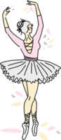 Woman ballet dancer of continuous line drawing in pink color. Dance trend logotype. Oneline style. png