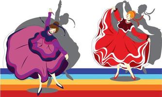 National Hispanic Heritage Month, two women's dance. Suitable for events vector