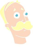 flat color illustration of man with mustache vector