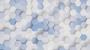 3D Futuristic blue hexagon mosaic background. Realistic geometric mesh cells texture. Abstract honeycomb grid wallpaper photo
