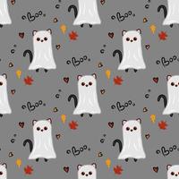 Halloween kawaii cat with costume vector seamless pattern