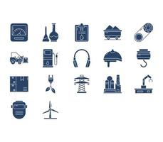 Industry and equipment icon set vector