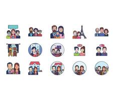 conjunto de iconos de familia y grupo de personas vector