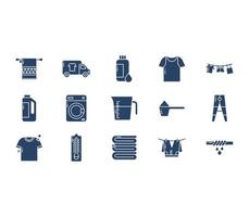 Laundry and clothes washing icon set vector