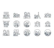 conjunto de iconos de familia y grupo de personas vector