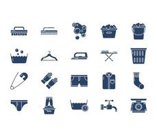 Laundry and clothes washing icon set vector