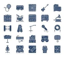 Music studio and voice recording icon set vector