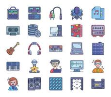 Music studio and voice recording icon set vector