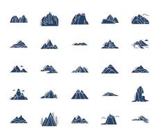 Mountains and land formations icon set vector