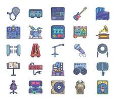 Music studio and voice recording icon set vector