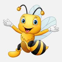 abeja feliz de dibujos animados agitando la mano vector