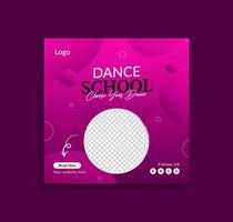 Dance School Admission Social Media Post Template Design vector