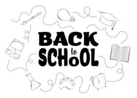 Back to school doodles in chalkboard background vector