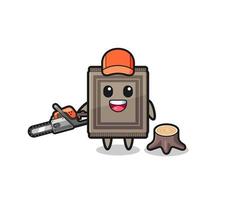 carpet lumberjack character holding a chainsaw vector