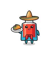 toothpaste Mexican chef mascot holding a taco vector