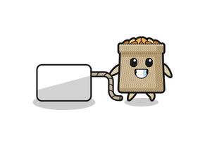 wheat sack cartoon is pulling a banner vector