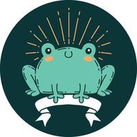 icon of a tattoo style happy frog vector