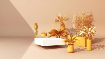 3D Render de plantas tropicales en color amarillo aislado sobre fondo. animación en bucle video