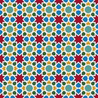 Background with seamless pattern in colorful islamic style vector