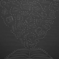 Back to school doodles in chalkboard background vector