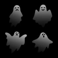 Scary ghost characters set with different face expressions vector