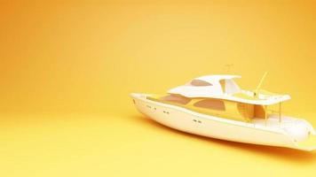 yellow boat on yellow background 3d rendering