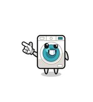 washing machine mascot pointing top left vector