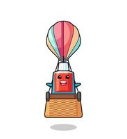 toothpaste mascot riding a hot air balloon vector