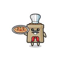 wheat sack character as Italian chef mascot vector