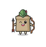 wheat sack cartoon as medieval archer mascot vector