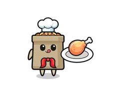 wheat sack fried chicken chef cartoon character vector