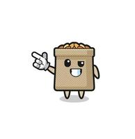 wheat sack mascot pointing top left vector