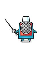 toothpaste earth cartoon as fencer mascot vector