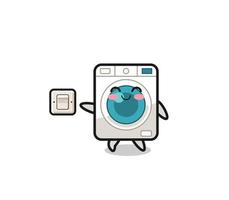 cartoon washing machine is turning off light vector