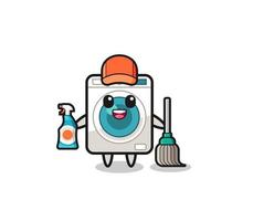 cute washing machine character as cleaning services mascot vector