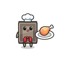 carpet fried chicken chef cartoon character vector