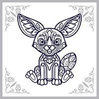 fennec fox mandala arts aislado sobre fondo blanco. vector