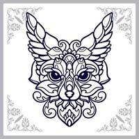 fennec fox mandala arts aislado sobre fondo blanco. vector