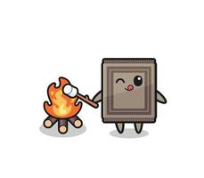 carpet character is burning marshmallow vector