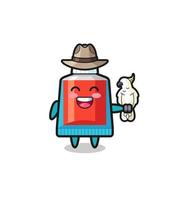 toothpaste zookeeper mascot with a parrot vector