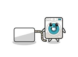 washing machine cartoon is pulling a banner vector